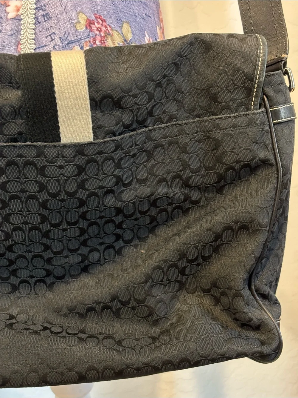 Coach Black Voyager Monogram Canvas Crossbody Messenger Bag